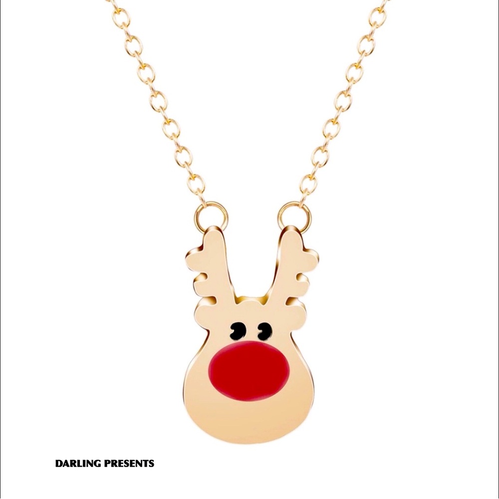 Rudolph ‘The Red Nose Reindeer’ Necklace Women/Girls Color Gold & Red